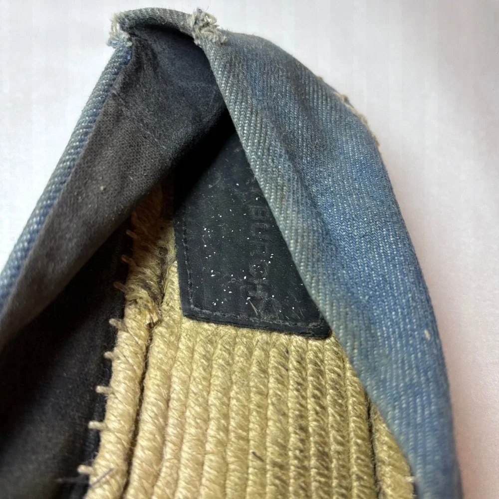 Tory Burch Denim Espadrille Flats Blue Logo Slip On Shoes 8M